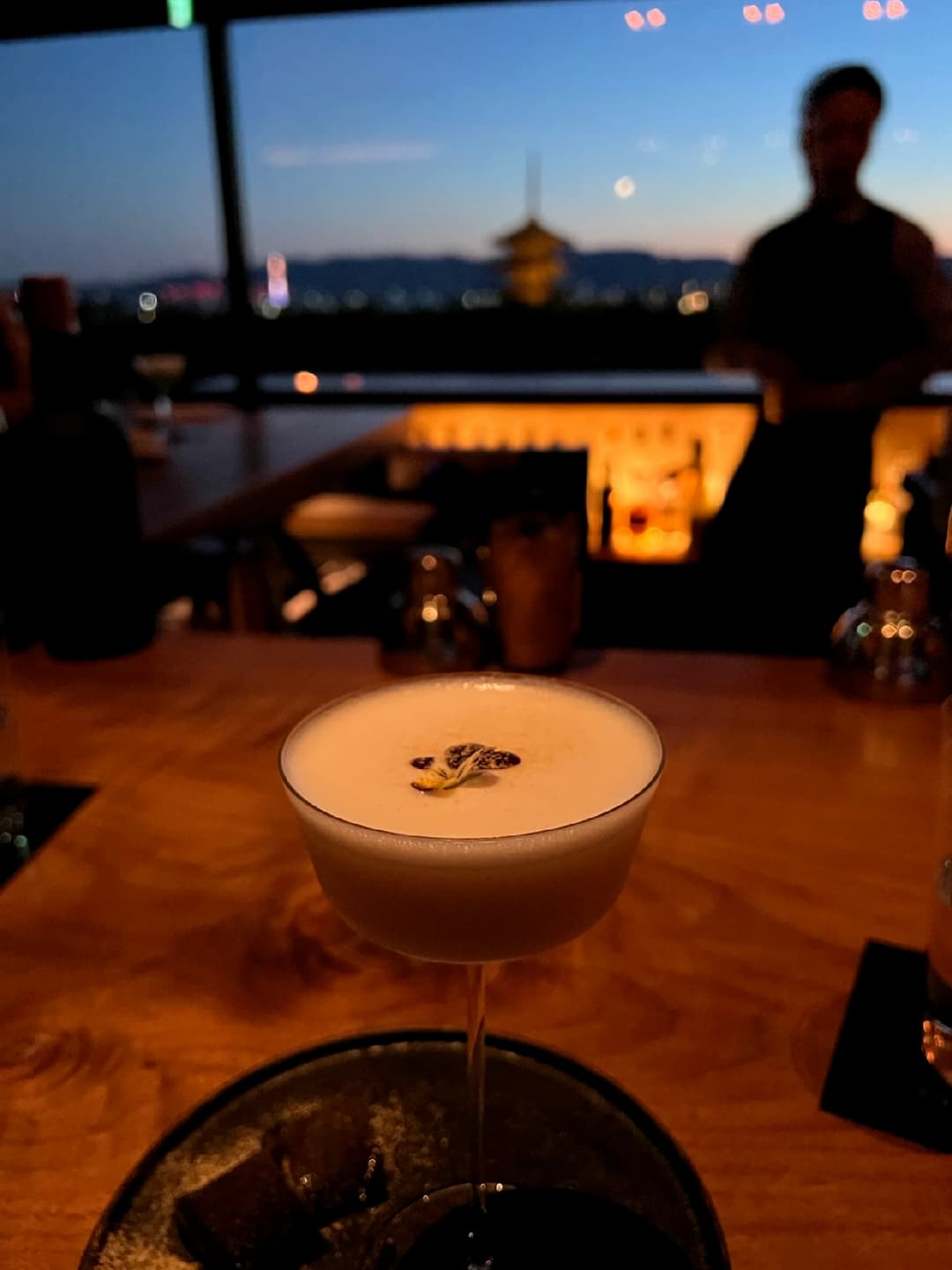 Signature matcha cocktail served at Bar KOHAKU, Park Hyatt Kyoto