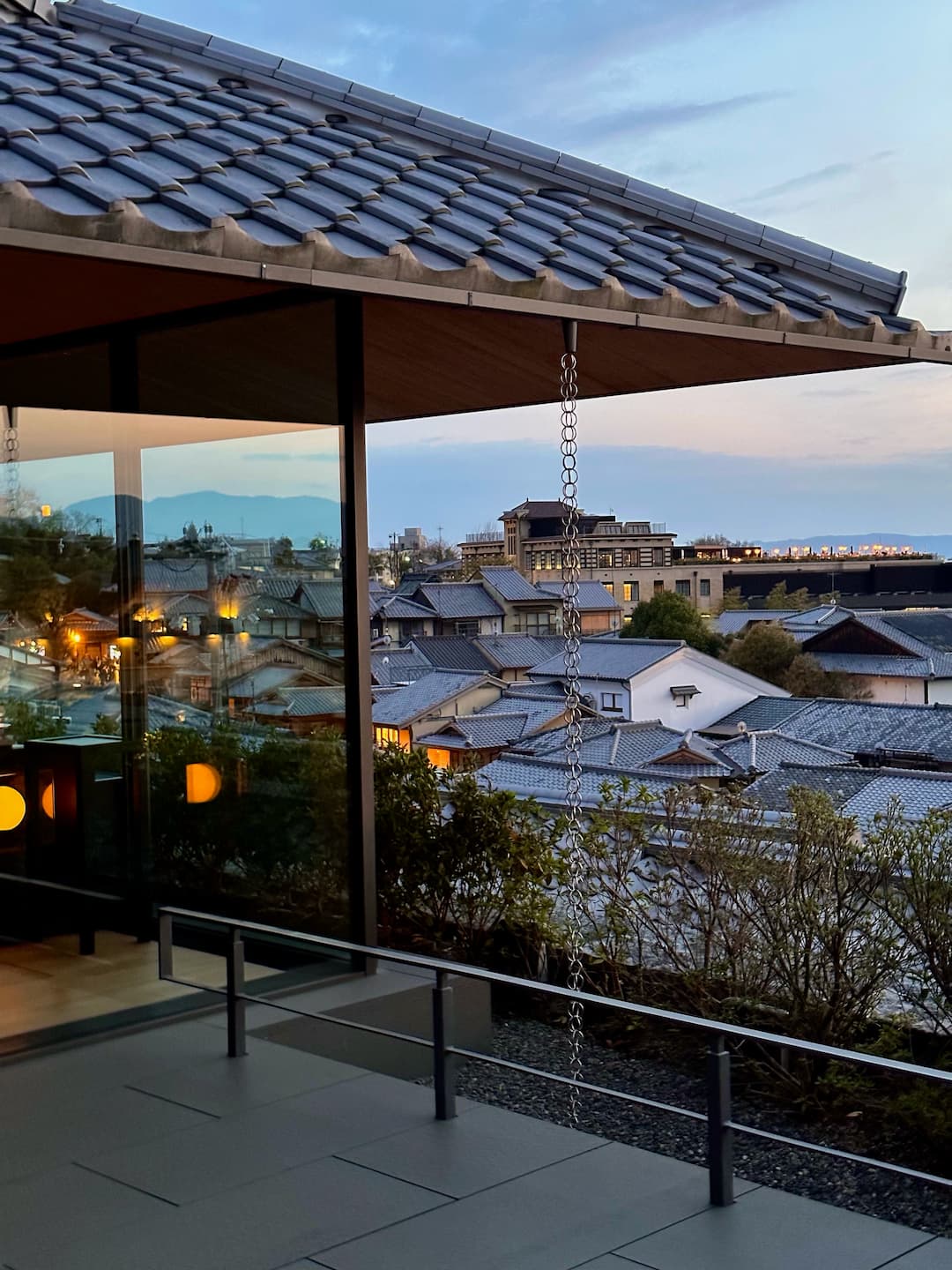Terrace at Bar KOHAKU in Park Hyatt Kyoto, a prime location for photos with scenic views