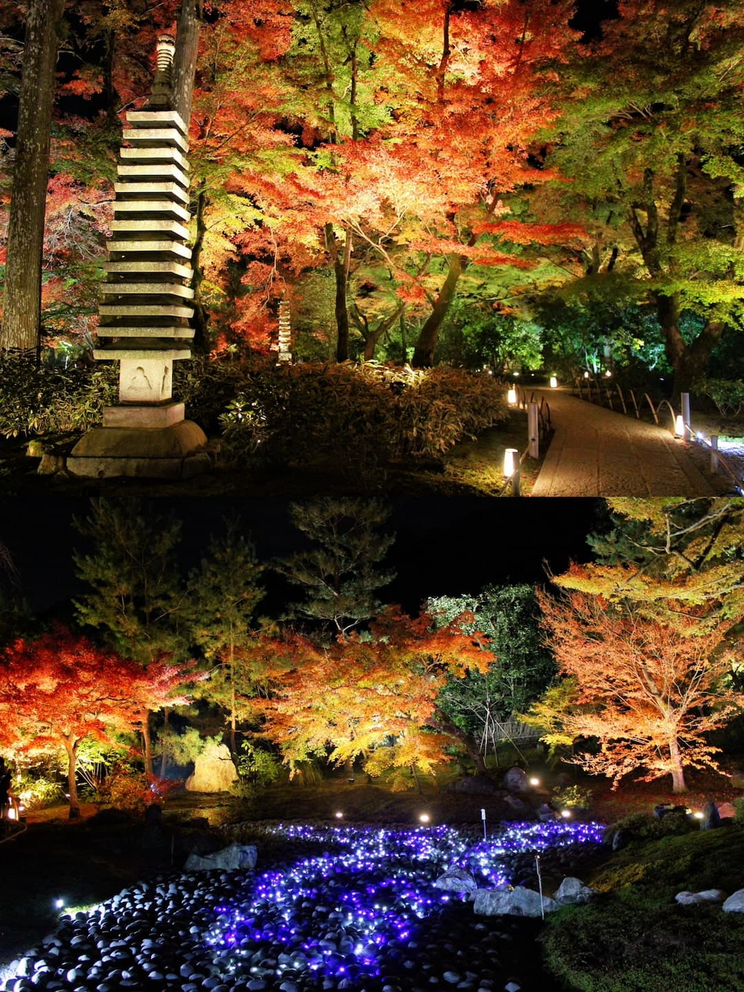 Hogon-in Temple’s Shishiku Garden with vibrant autumn colors, Arashiyama, Kyoto