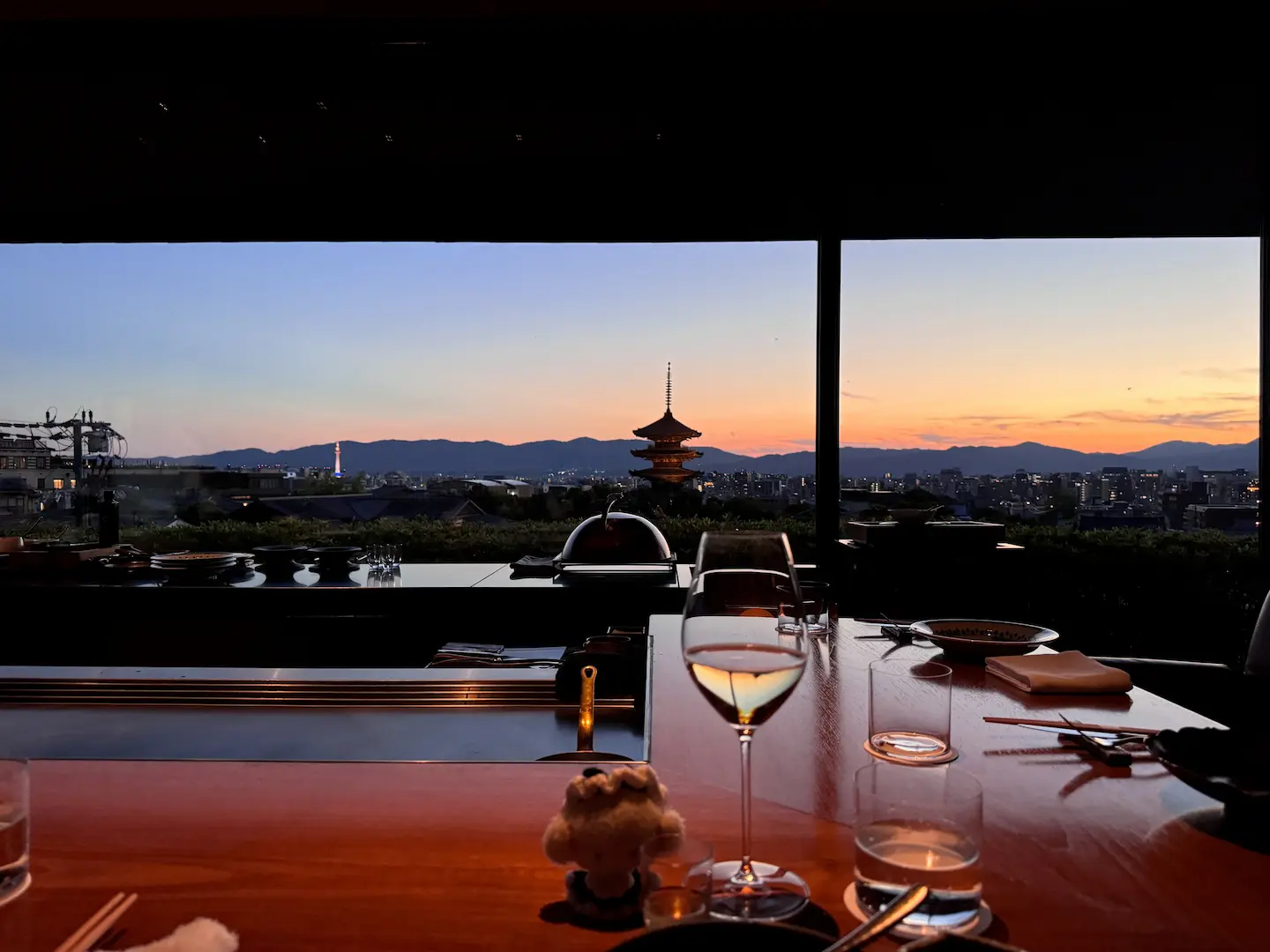 Sunset Views from YASAKA, the Signature Restaurant at Park Hyatt Kyoto - A Serene Evening Sky