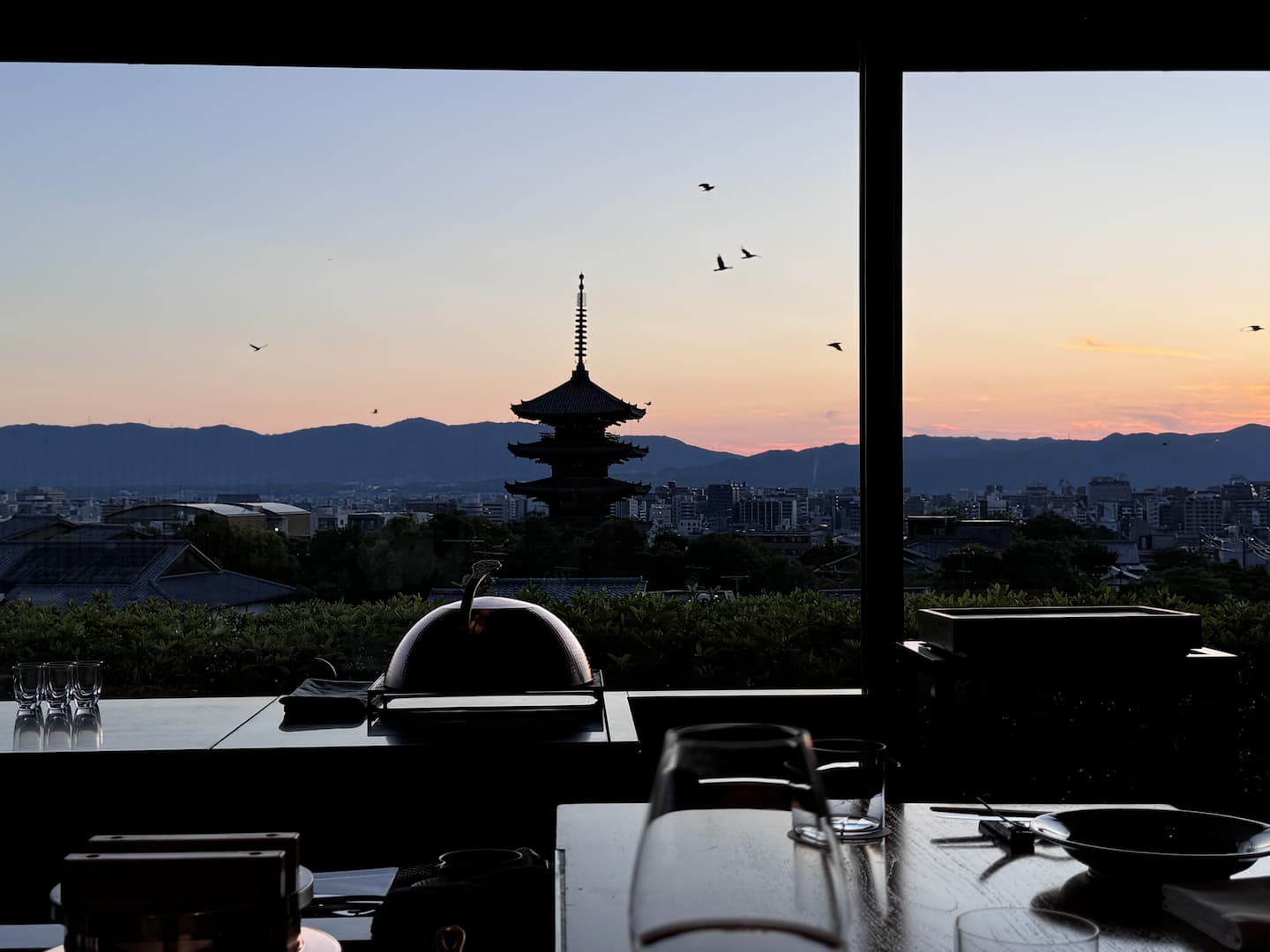 Sunset at YASAKA, the Signature Restaurant at Park Hyatt Kyoto - Stunning Evening Sky